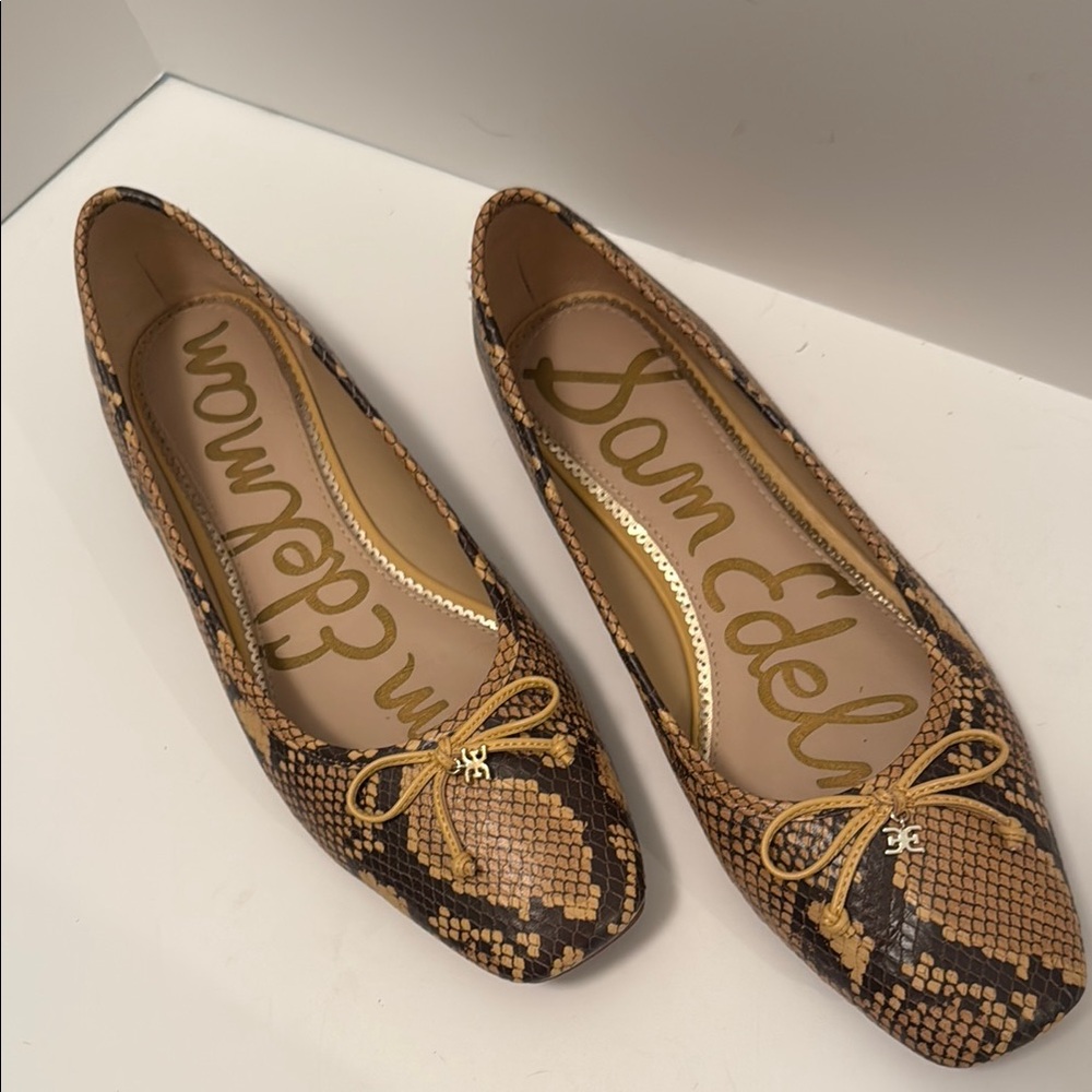 Sam Edelman Jillie Tan and Brown Snake Print Loafers